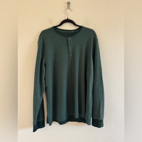 UNTUCKit Mens Henley Green Long Sleeve Snap Button Pullover Shirt Sz Extra Large - Picture 1 of 10